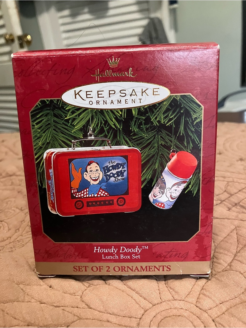 Hallmark Keepsake Howdy Doody Red and Blue Lunch Box Ornament Set